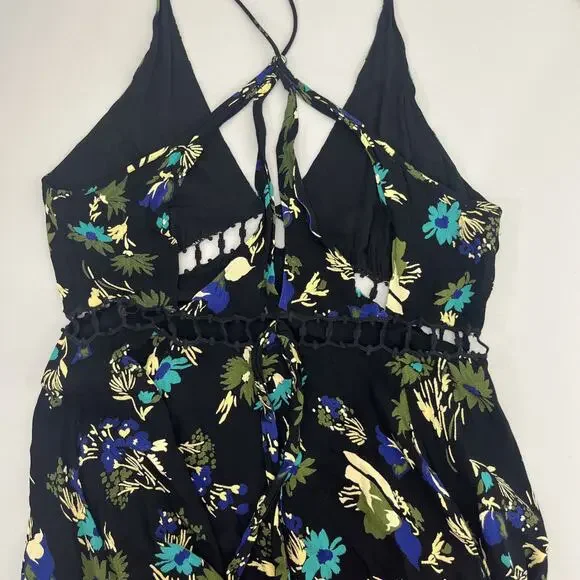 Free People Pages of Gold Maxi Dress XS Floral Crochet Cutout Full Boho Whimsi - Picture 8 of 12